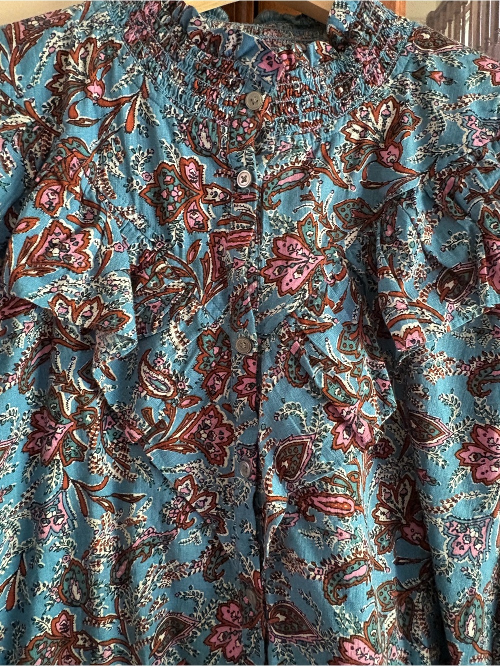 Loft Paisley Pattern Long Sleeve Blouse Size Large - Picture 2 of 5